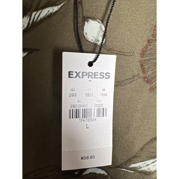 Express Floral Wrap Pull On Rayon Maxi Skirt Size Large Olive Green NWT - Picture 3 of 10